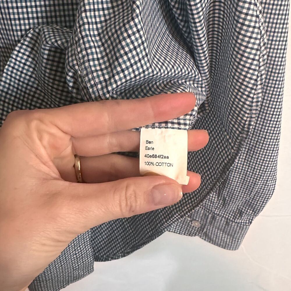 TRUMAKER Cotton Blue Plaid Long Sleeve Button Down Sz. L - Picture 3 of 4